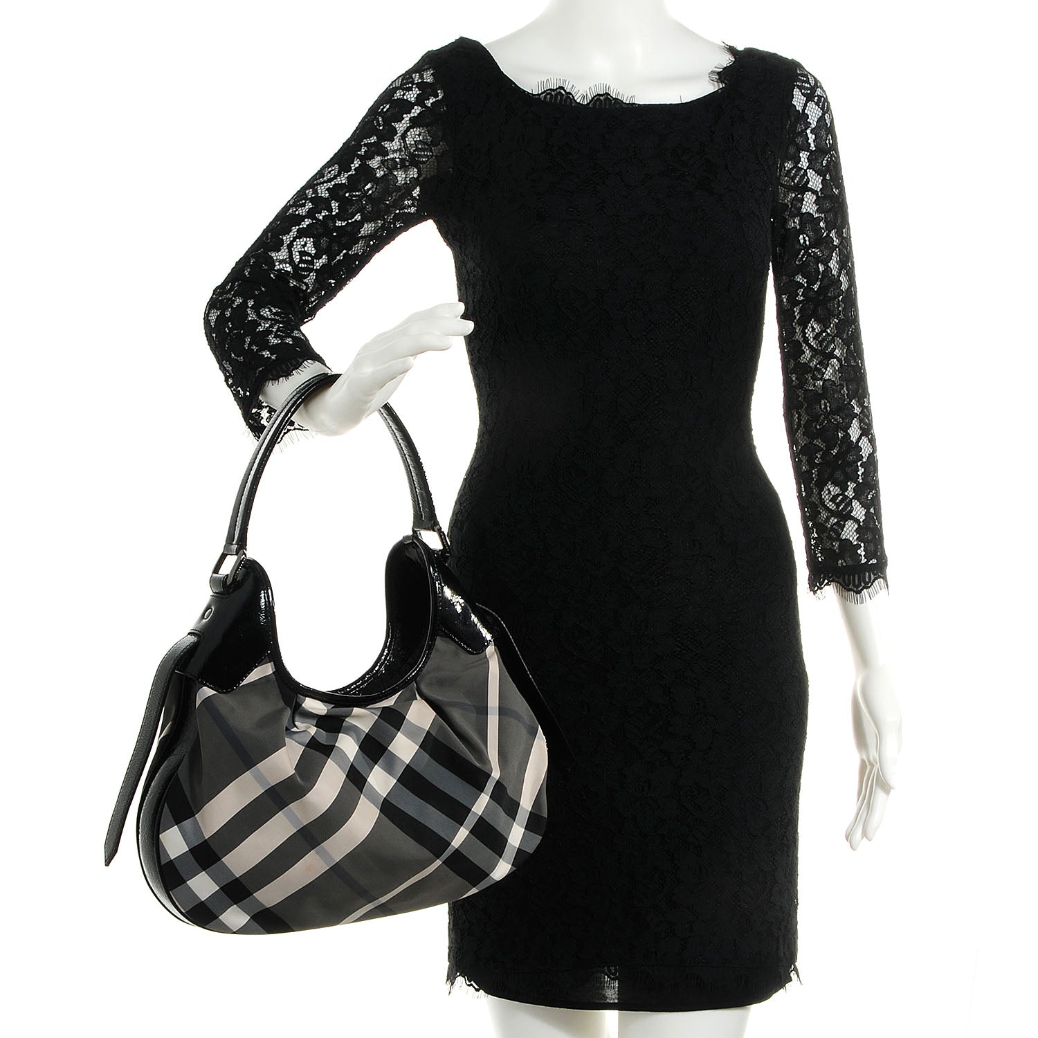 Burberry Beat Check Small Brooklyn Hobo Black 2 of 10