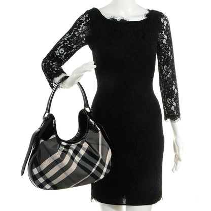 Burberry Beat Check Small Brooklyn Hobo Black 2 of 10