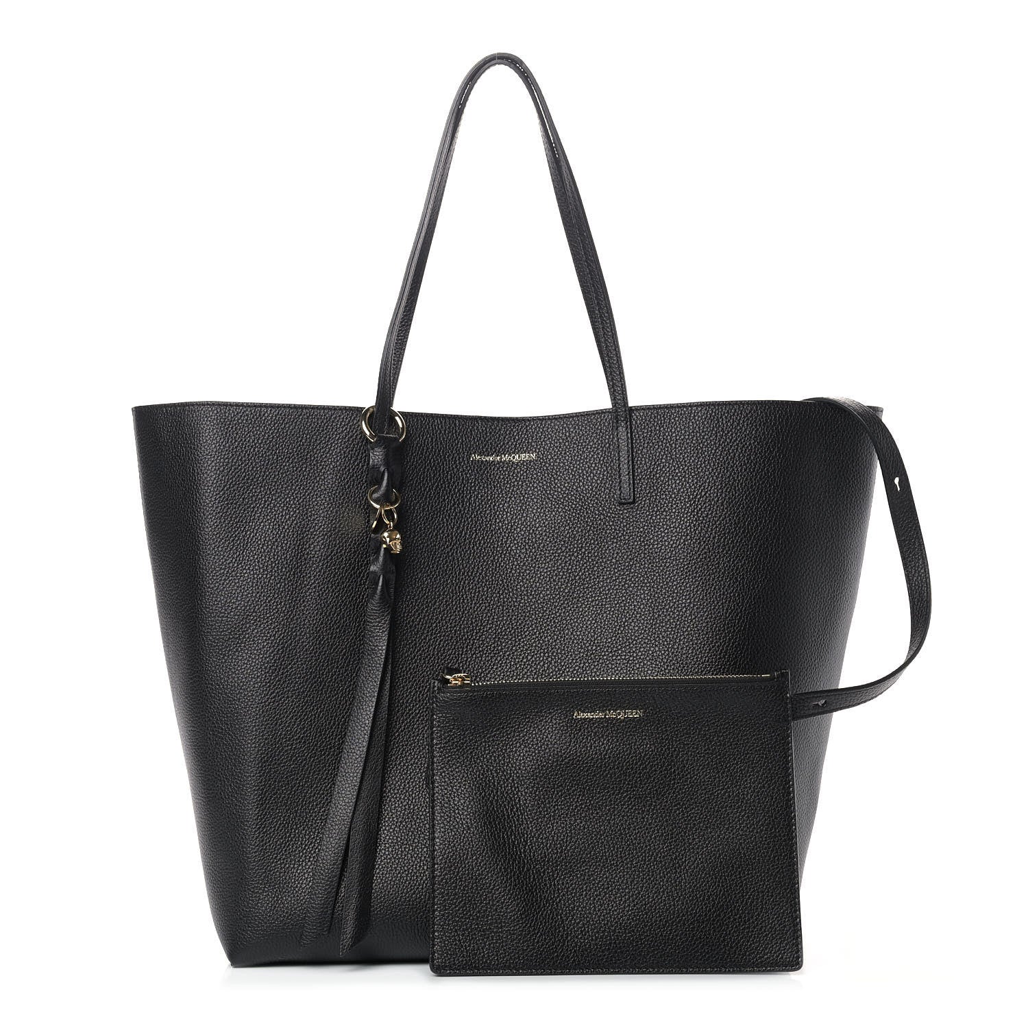 Alexander McQueen Grained Calfskin Skull Open Shopper Tote Black 1 of 6