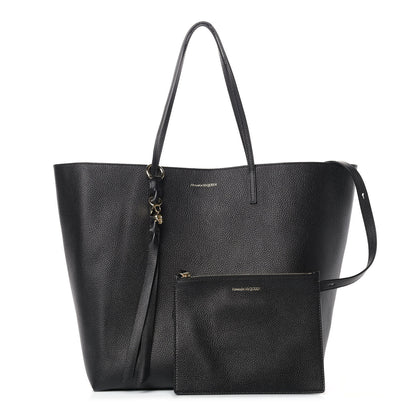 Alexander McQueen Grained Calfskin Skull Open Shopper Tote Black 1 of 6