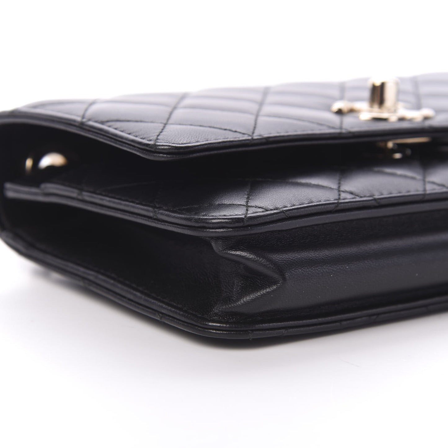 Lambskin Quilted Trendy CC Wallet On Chain WOC Black
