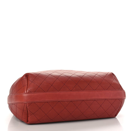 Chanel Calfskin Stitched Large Drawstring CC Bag Burgundy 4 of 9