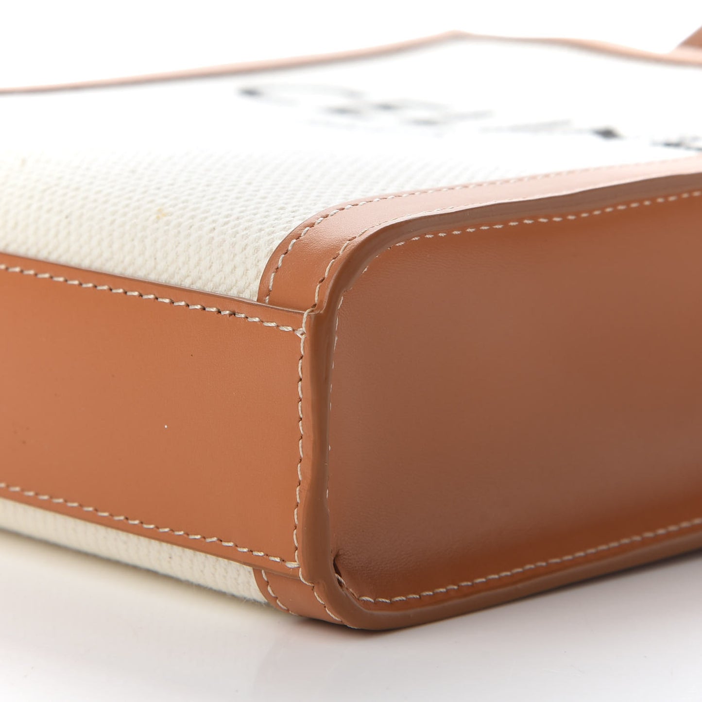 Canvas Calfskin Mini Vertical Cabas Natural Tan