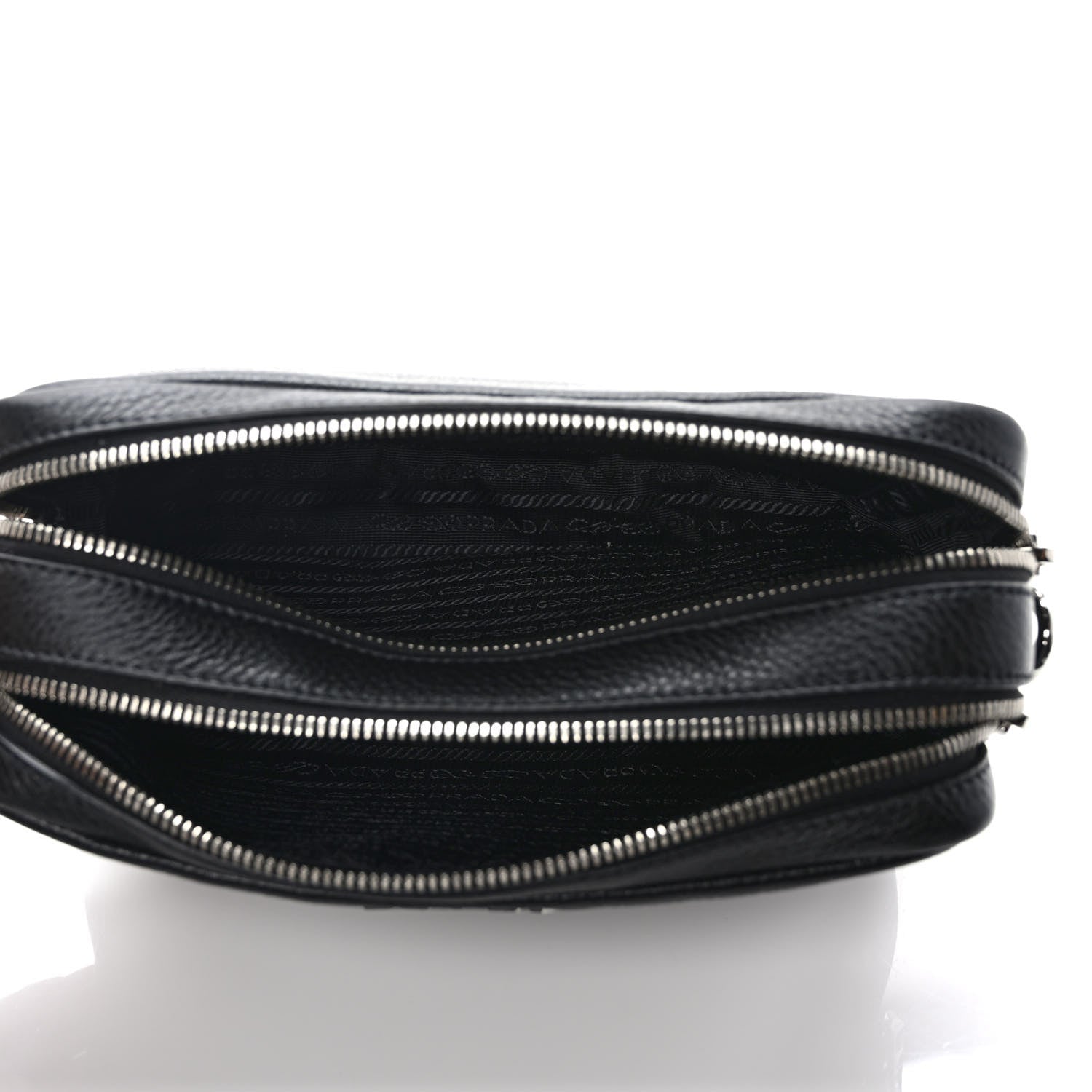 Prada Vitello Daino Soft Medium Double Zip Shoulder Bag Black 5 of 10