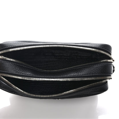 Prada Vitello Daino Soft Medium Double Zip Shoulder Bag Black 5 of 10