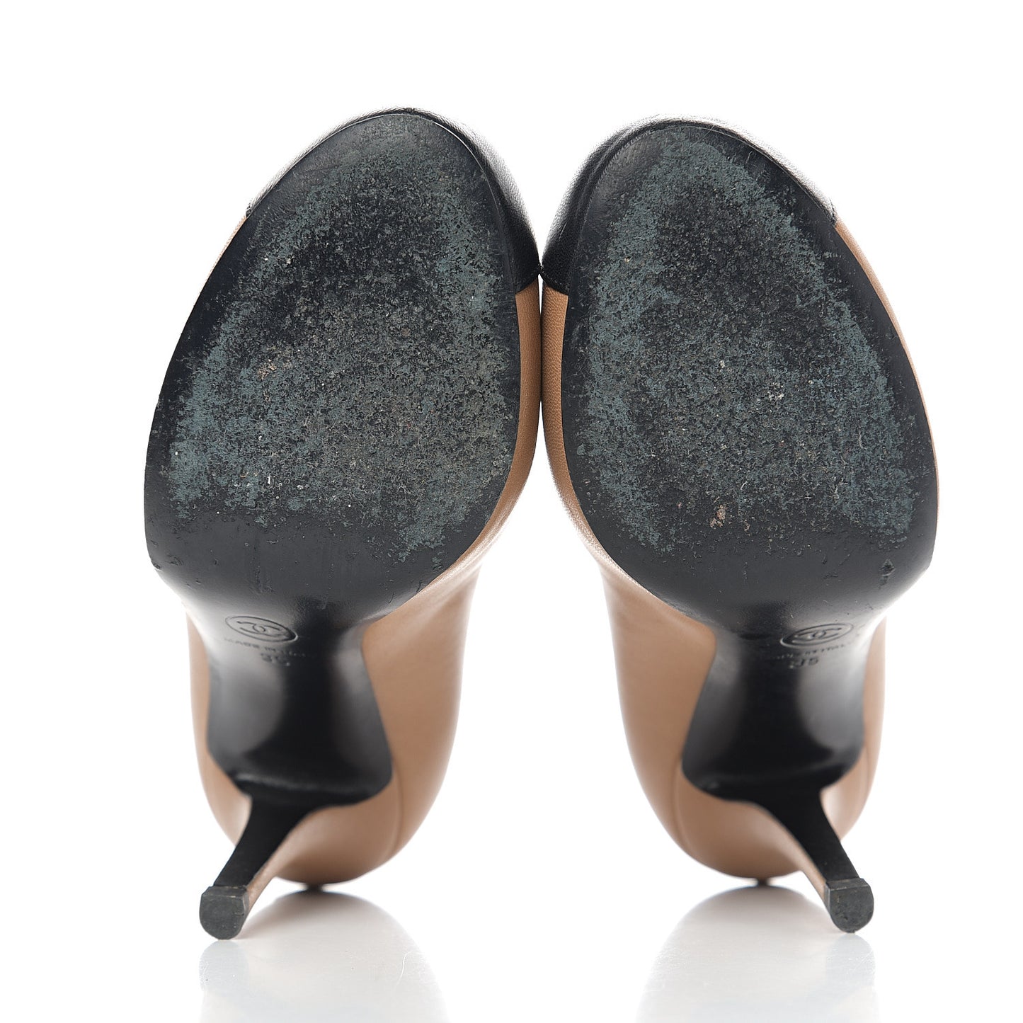Lambskin Cap Toe CC Pumps 35 Beige Black