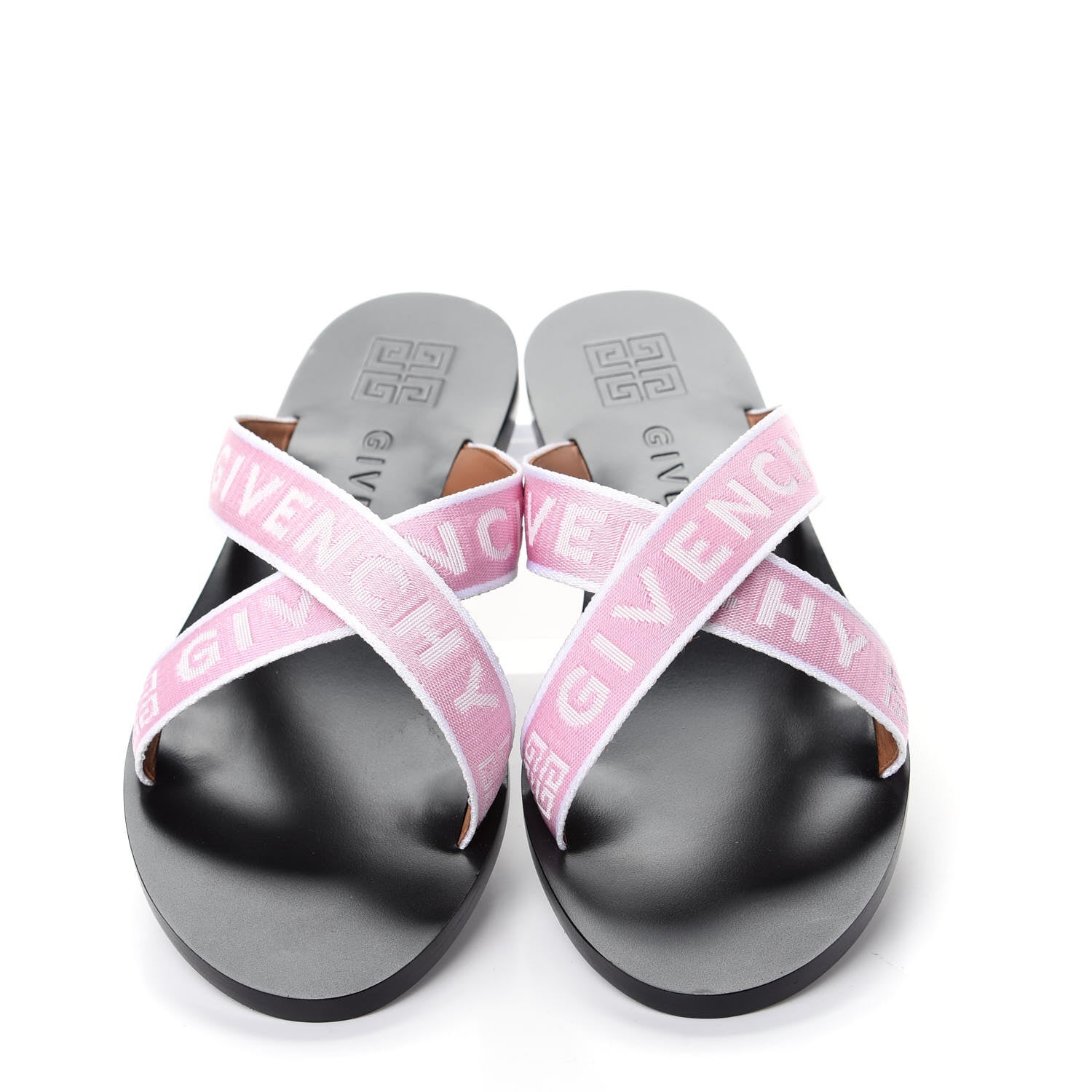 Givenchy Grosgrain Cross Logo Ankle Strap Sandals 38 Pink White 5 of 11