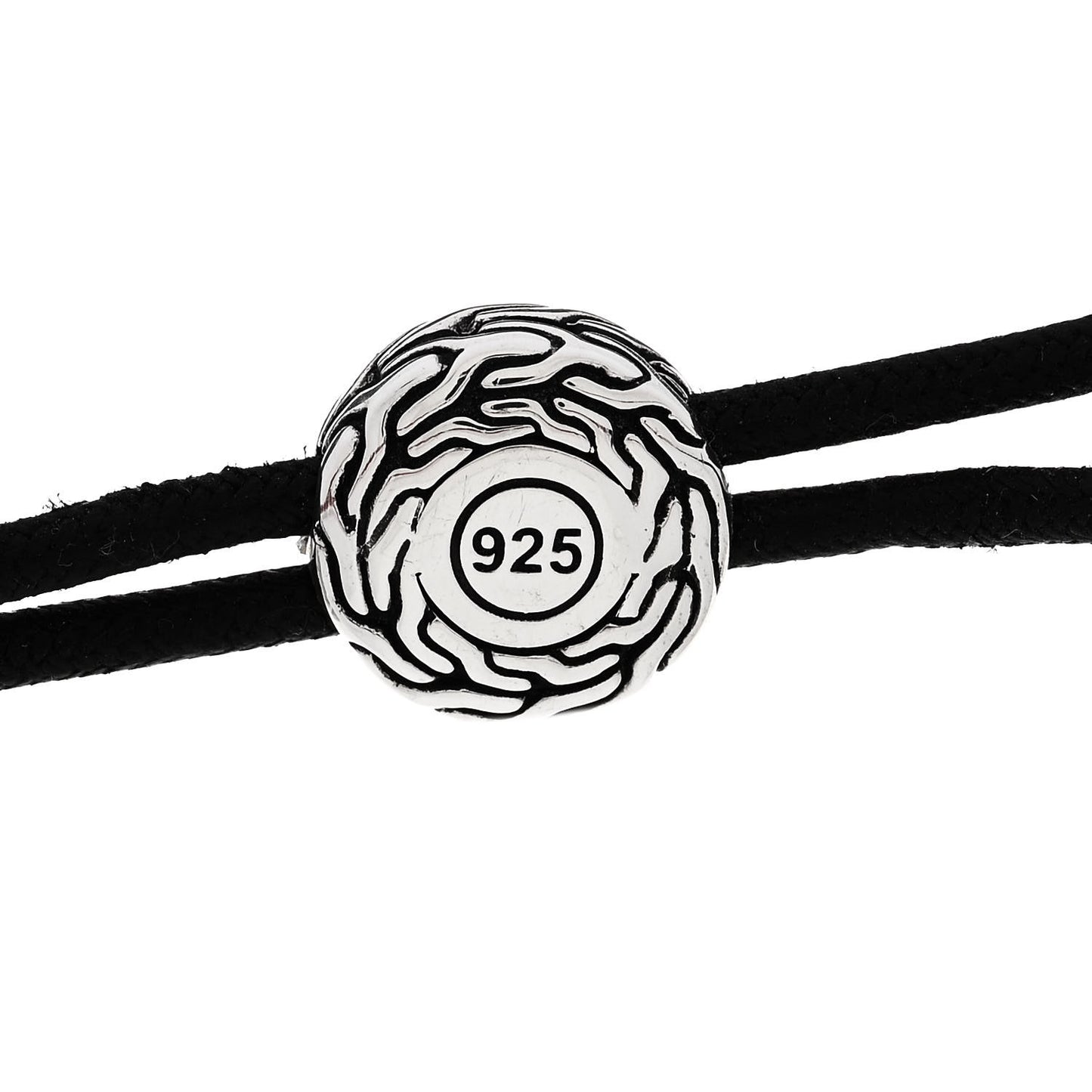 Sterling Silver Red Coral Classic Chain Bead Cord Bracelet Black