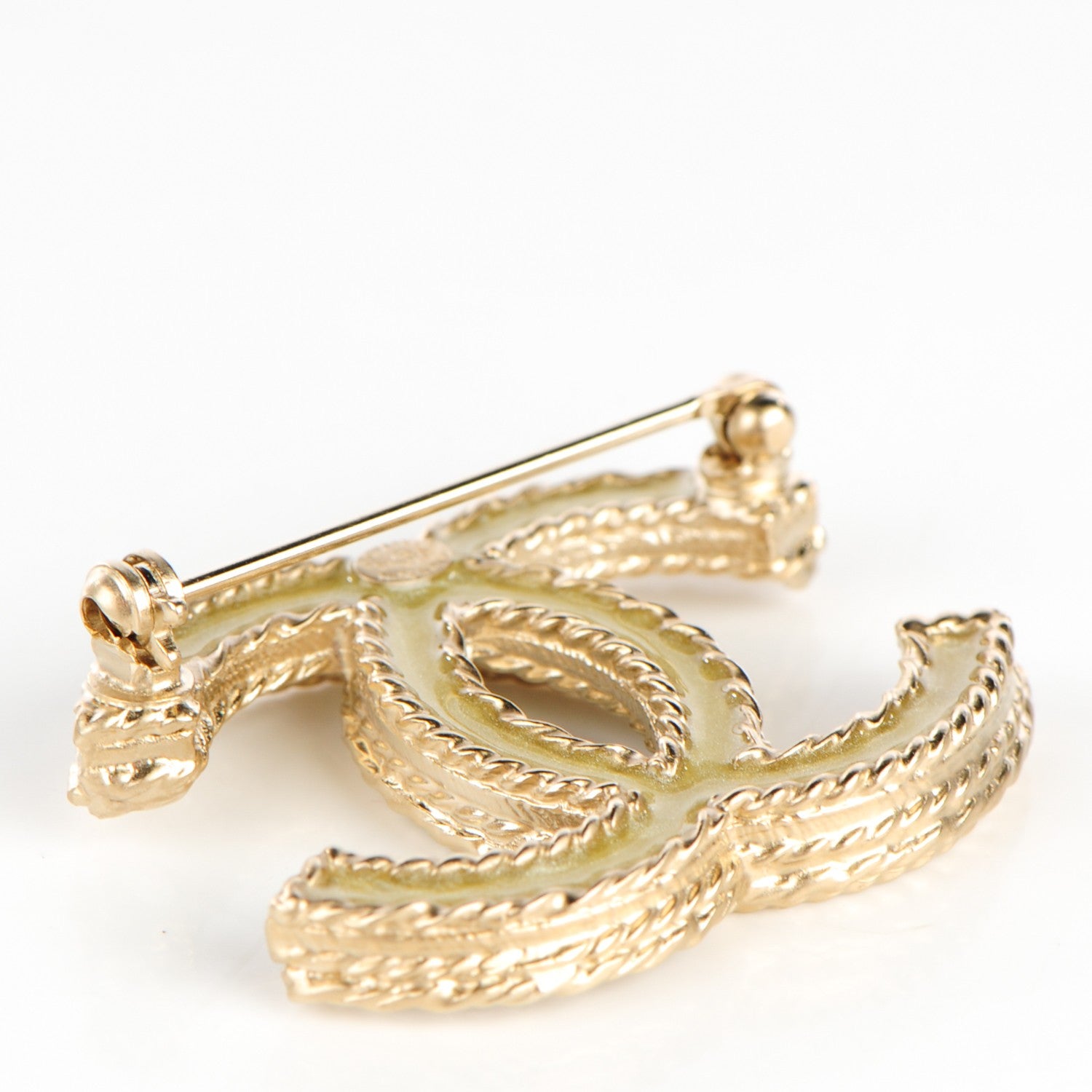 Chanel Crystal CC Brooch Light Gold 3 of 5