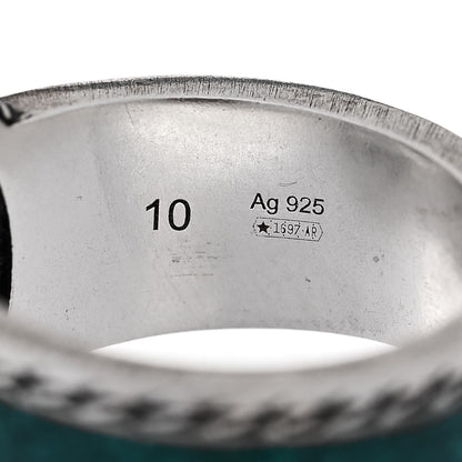 Gucci Sterling Silver Enamel Interlocking G Band Ring 50 5.25 Turquoise 5 of 6