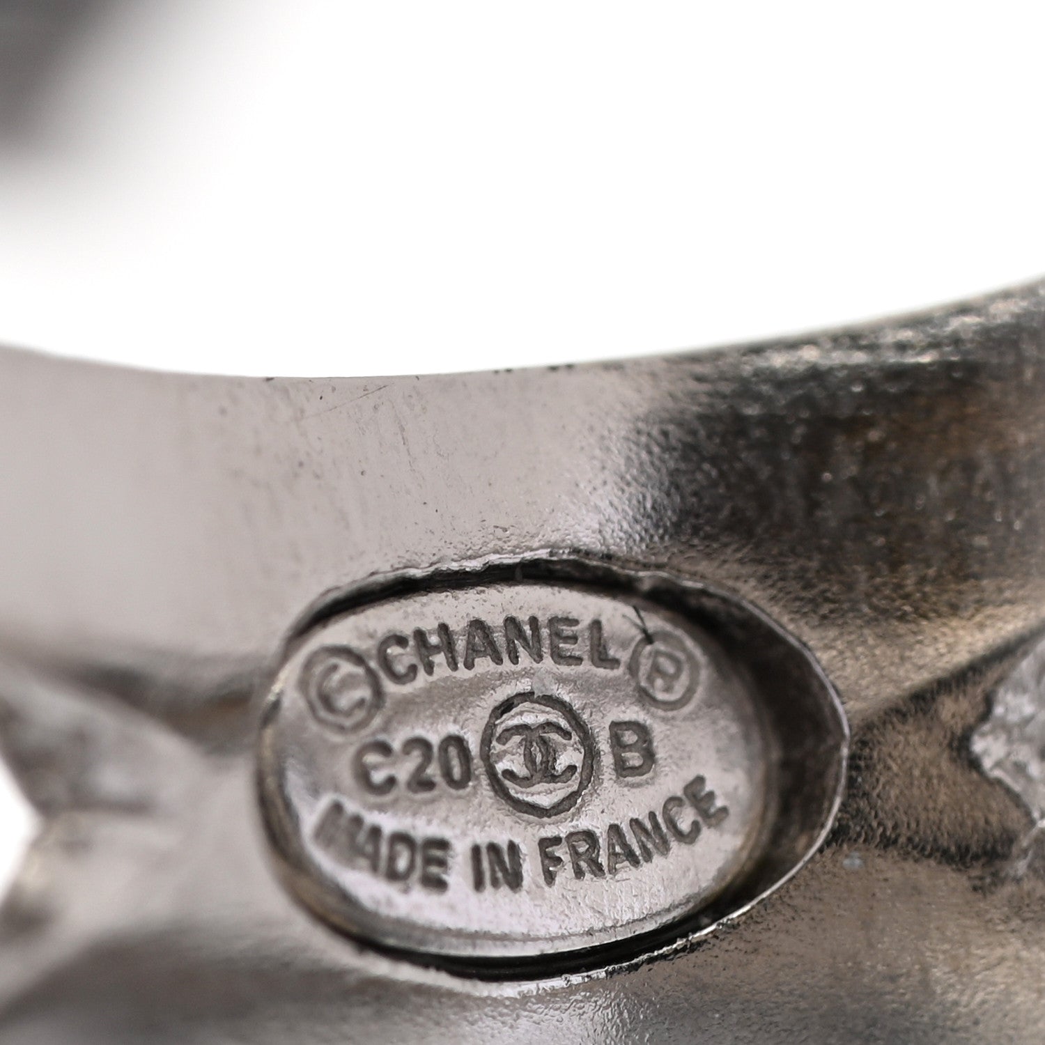 Chanel Metal Crystal CC Ring 50 5.25 Silver 4 of 4