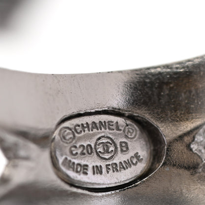 Chanel Metal Crystal CC Ring 50 5.25 Silver 4 of 4