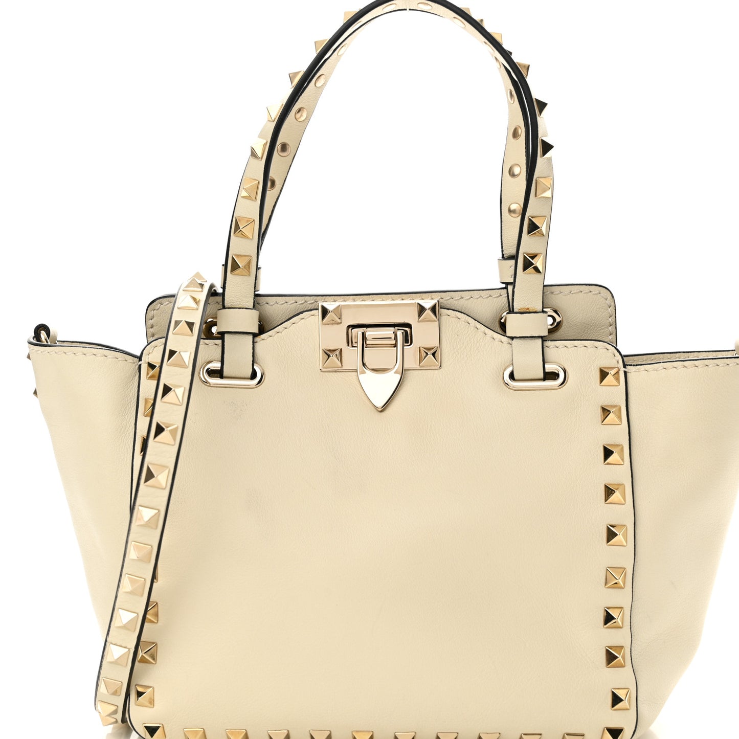 Vitello Mini Rockstud Tote Ivory