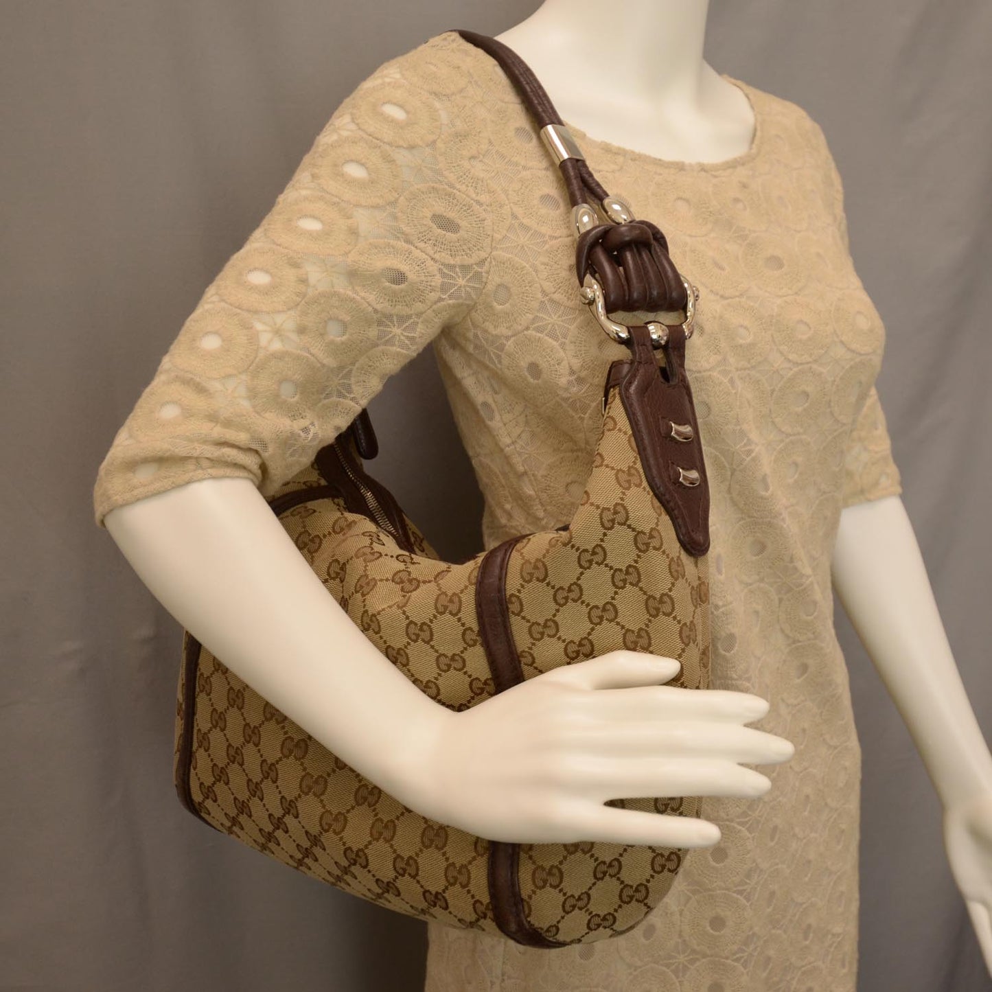 Monogram Techno Horsebit Medium Hobo Brown