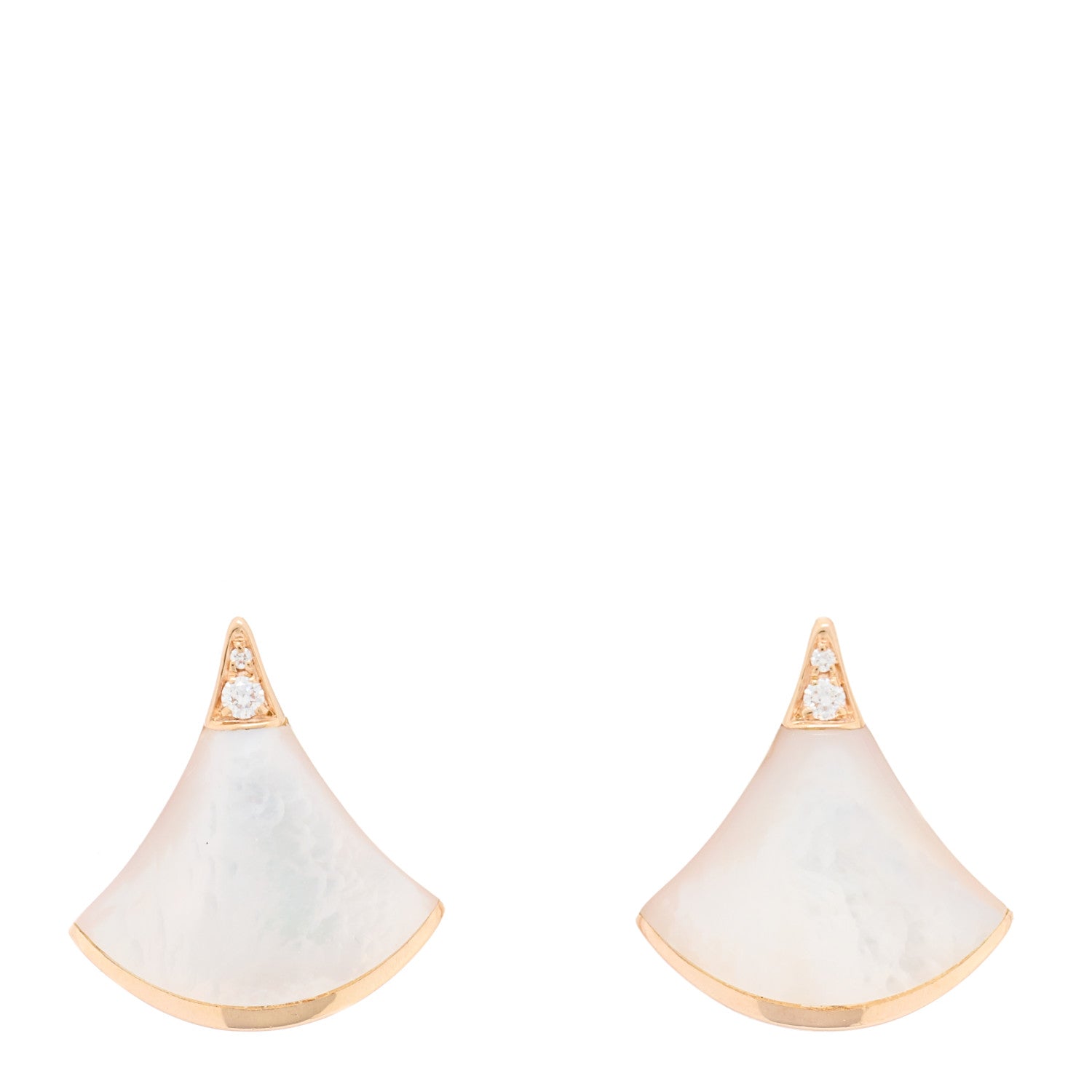 Bulgari 18K Rose Gold Diamond Mother of Pearl Divas' Dream Stud Earrings 1 of 5