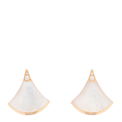 Bulgari 18K Rose Gold Diamond Mother of Pearl Divas' Dream Stud Earrings 1 of 5
