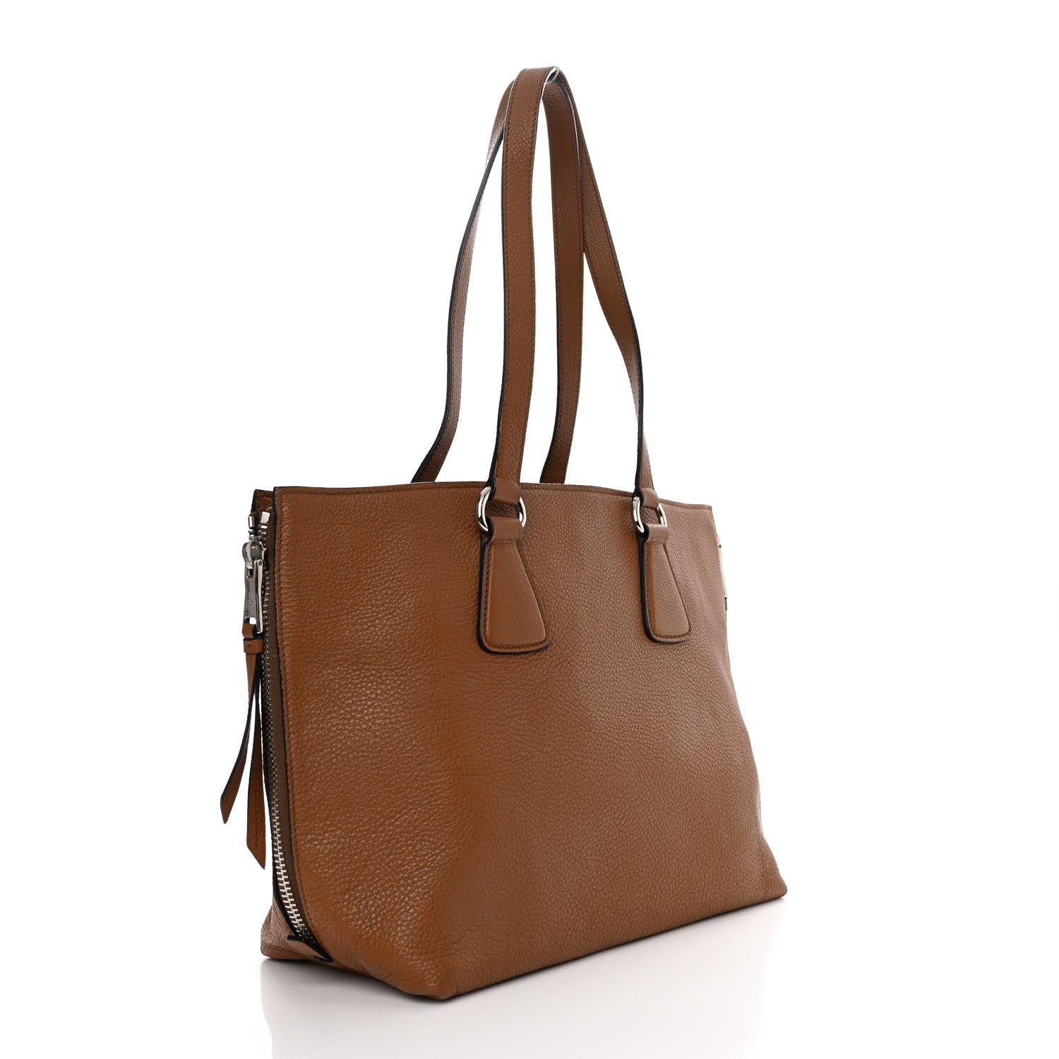 Prada Vitello Daino Zip Shopping Tote Cannella 3 of 10