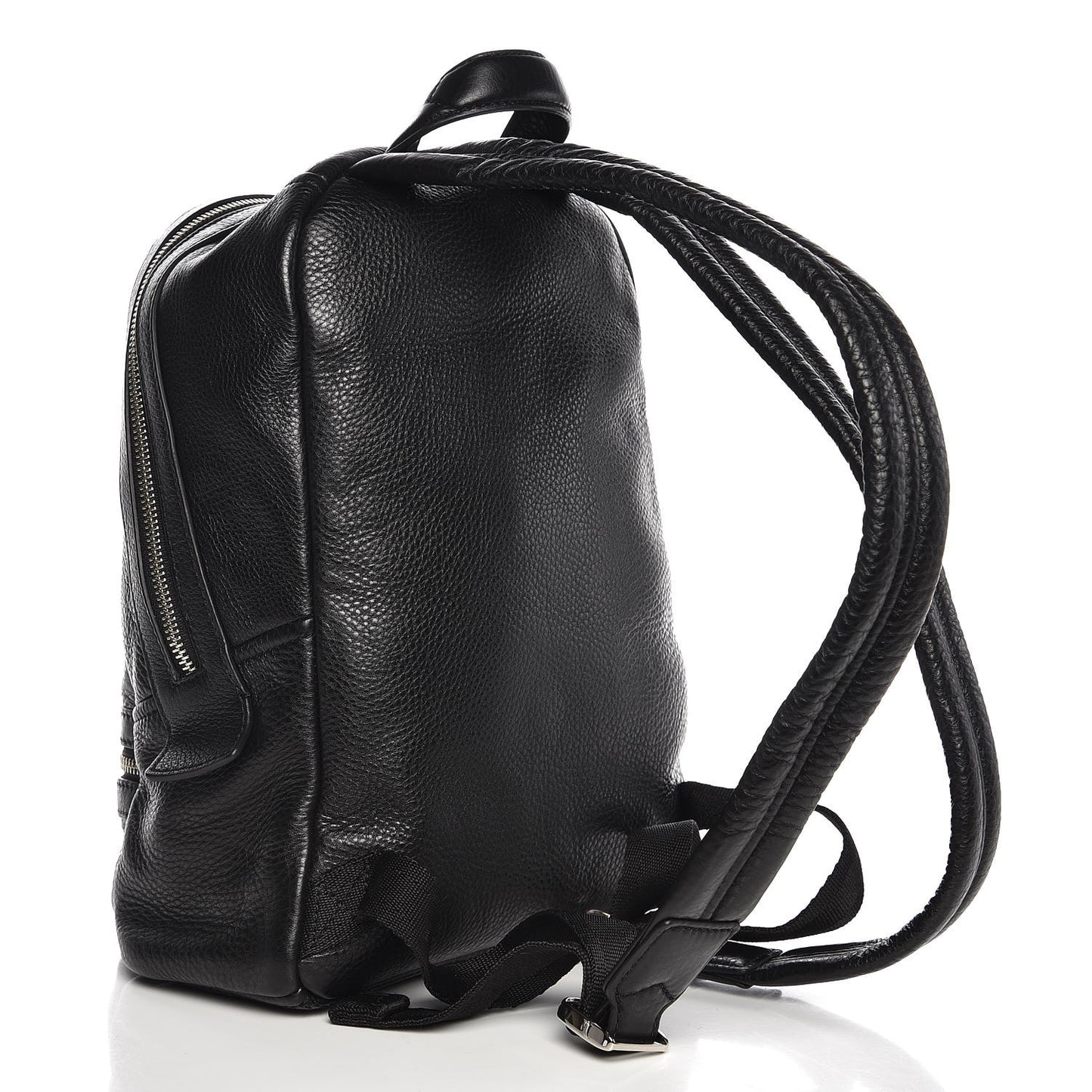 Pebbled Calfskin Biker Backpack Black