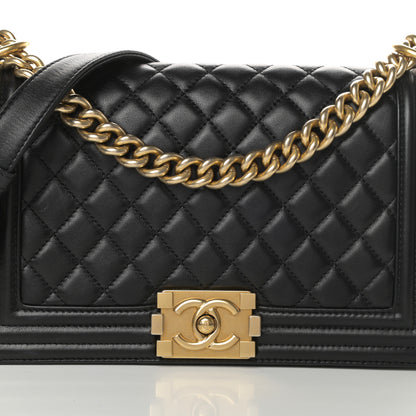 Chanel Lambskin Quilted Medium Boy Flap Black 8 of 17