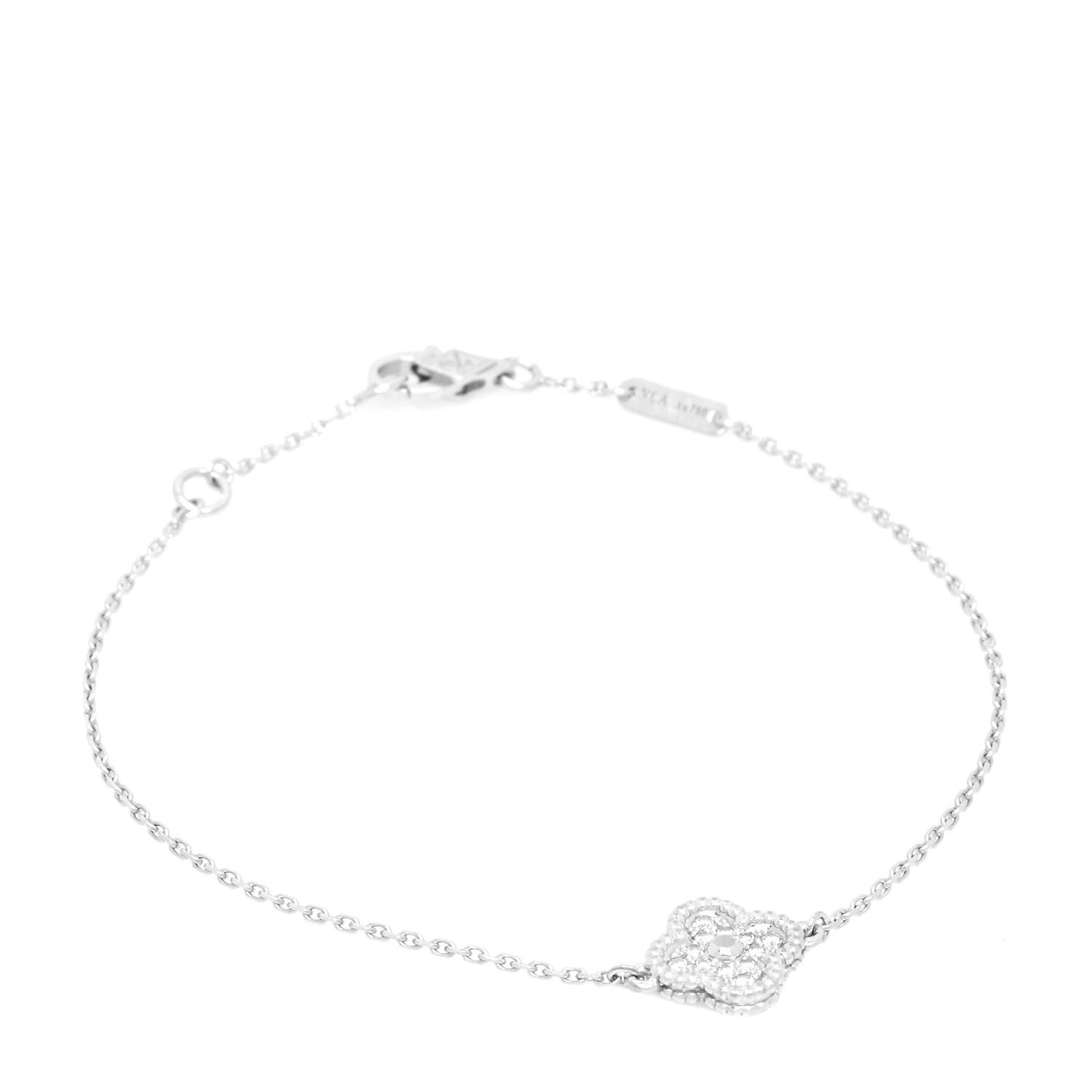 18K White Gold Diamond Sweet Alhambra Bracelet