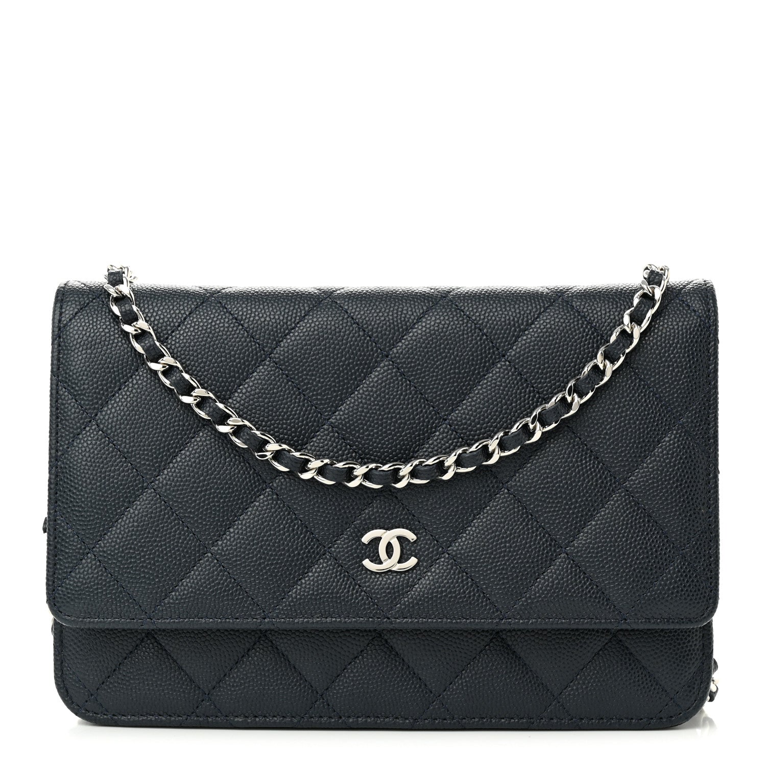 Chanel Caviar Quilted Wallet on Chain WOC Navy Blue 1 of 12