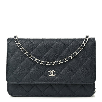 Chanel Caviar Quilted Wallet on Chain WOC Navy Blue 1 of 12