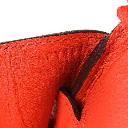 Hermes Taurillon Clemence Birkin 30 Orange Poppy 7 of 12