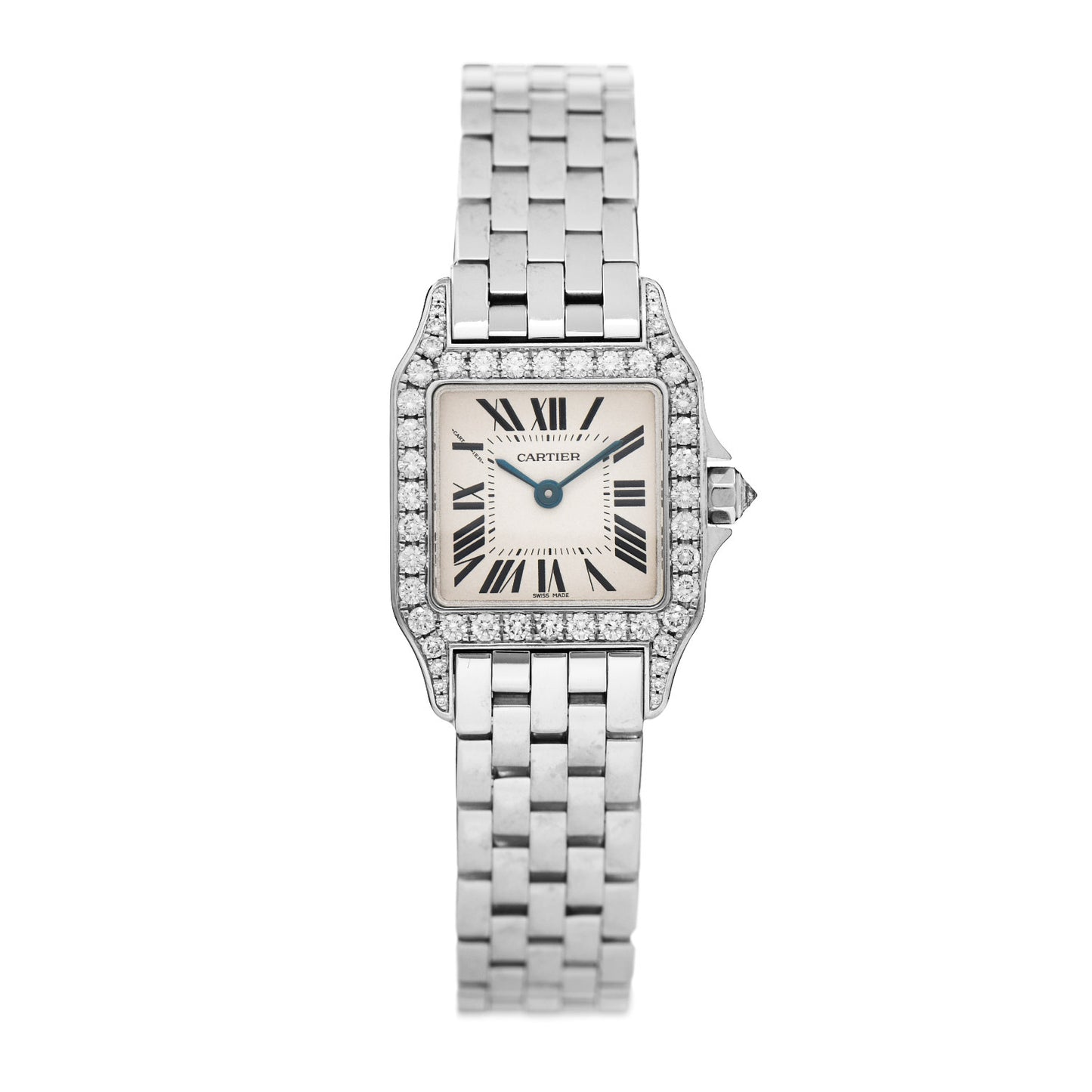 18K White Gold Diamond 20mm Santos Demoiselle Quartz Watch
