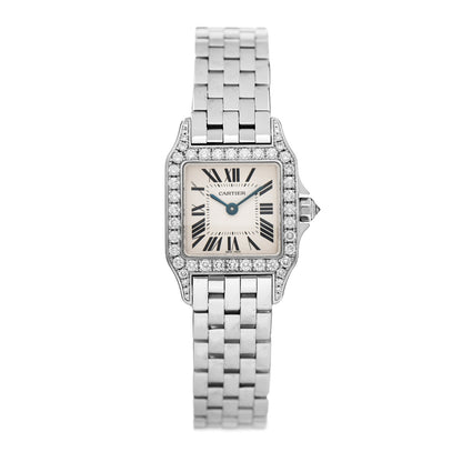 Cartier 18K White Gold Diamond 20mm Santos Demoiselle Quartz Watch 1 of 4