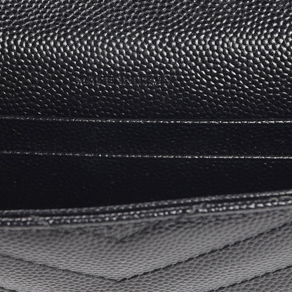 Saint Laurent Grain De Poudre Matelasse Chevron Small Monogram Envelope Wallet Black 7 of 7