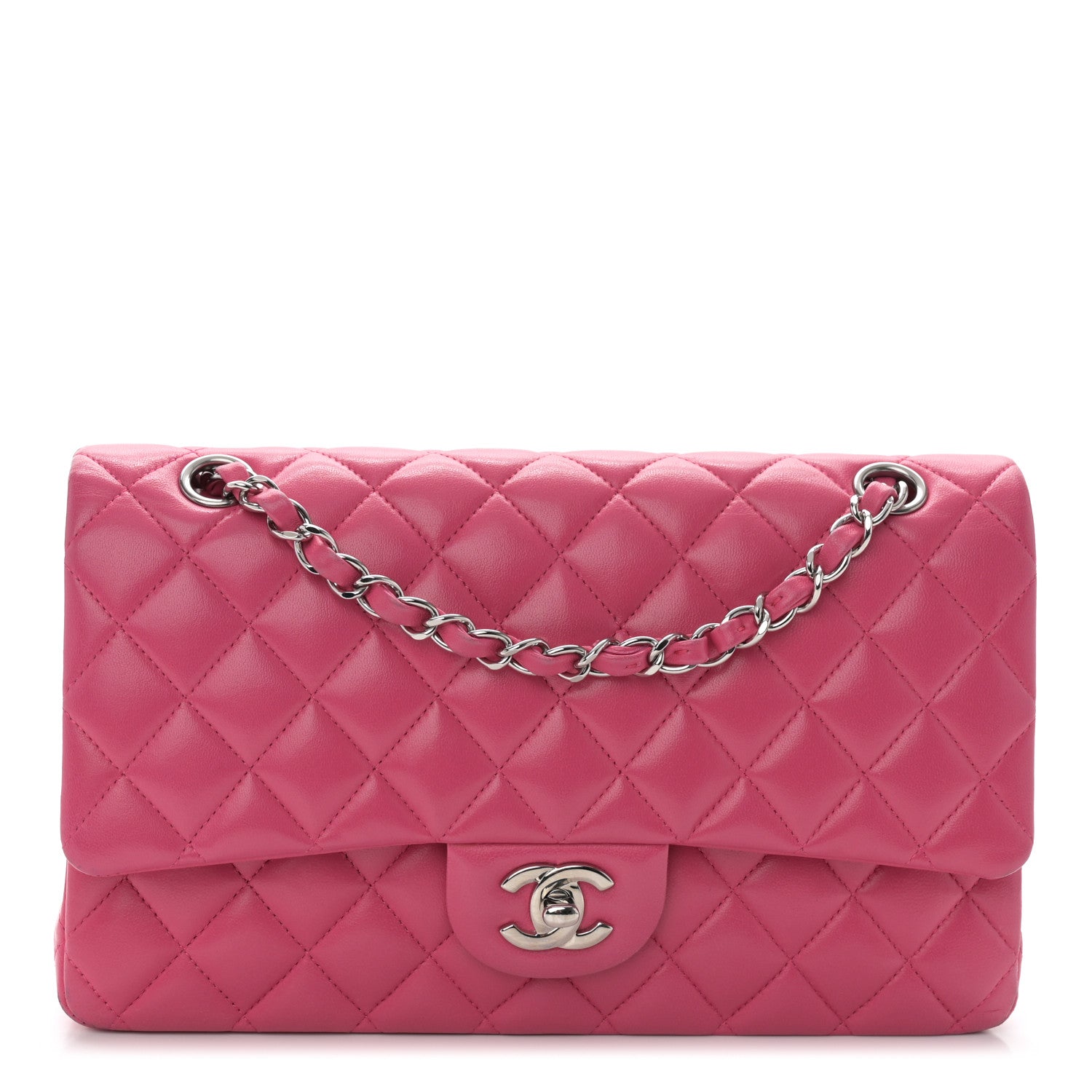 Chanel Lambskin Quilted Medium Double Flap Dark Pink 1 of 13