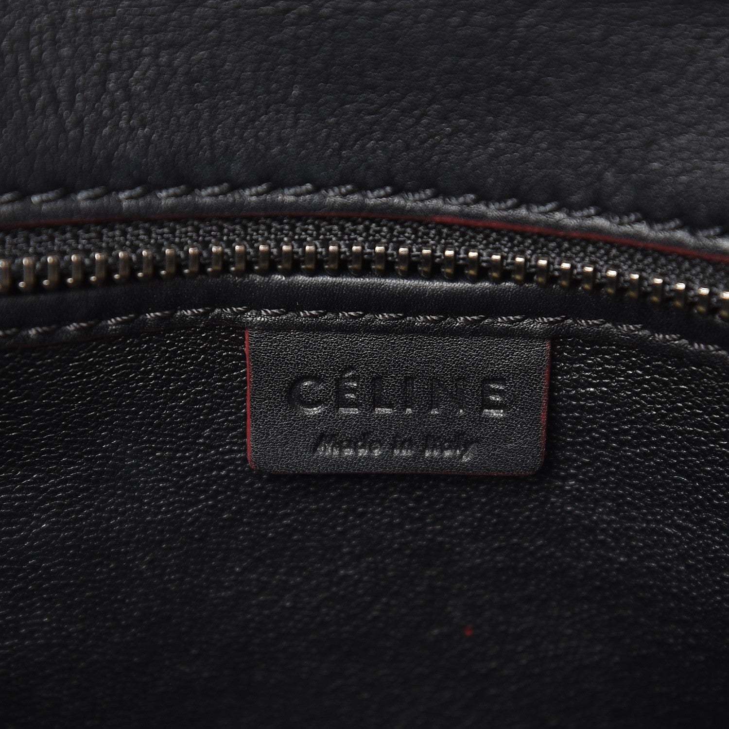 Celine Smooth Calfskin Nano Luggage Black Red 7 of 13