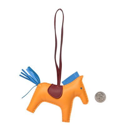 Hermes Milo Lambskin Grigri Rodeo Horse Bag Charm GM Jaune D'Or Bleu Zanzibar Rouge H 2 of 4