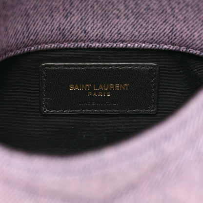Saint Laurent Denim Quilted Loulou Puffer Monogram Pouch Clutch Bleached Lilac 6 of 8