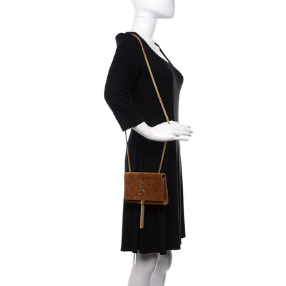 Saint Laurent Suede Small Classic Monogram Kate Tassel Satchel Light Ochre 2 of 10
