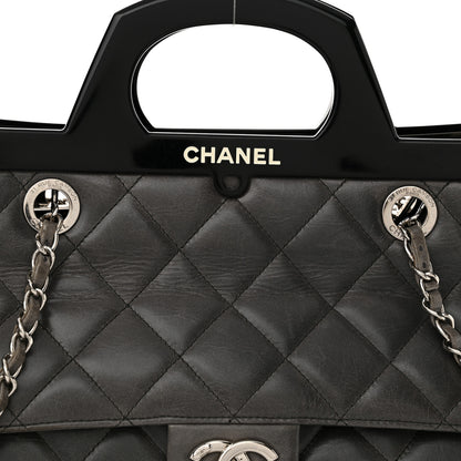 Chanel Glazed Calfskin Quilted Small CC Delivery Tote Grey 8 of 10