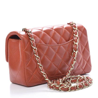 Chanel Lambskin Quilted Mini Rectangular Flap Orange 3 of 13