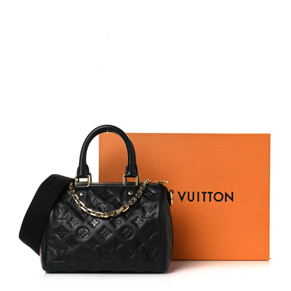 Louis Vuitton Lambskin Embossed Monogram Speedy 22 Bandouliere Black 12 of 12