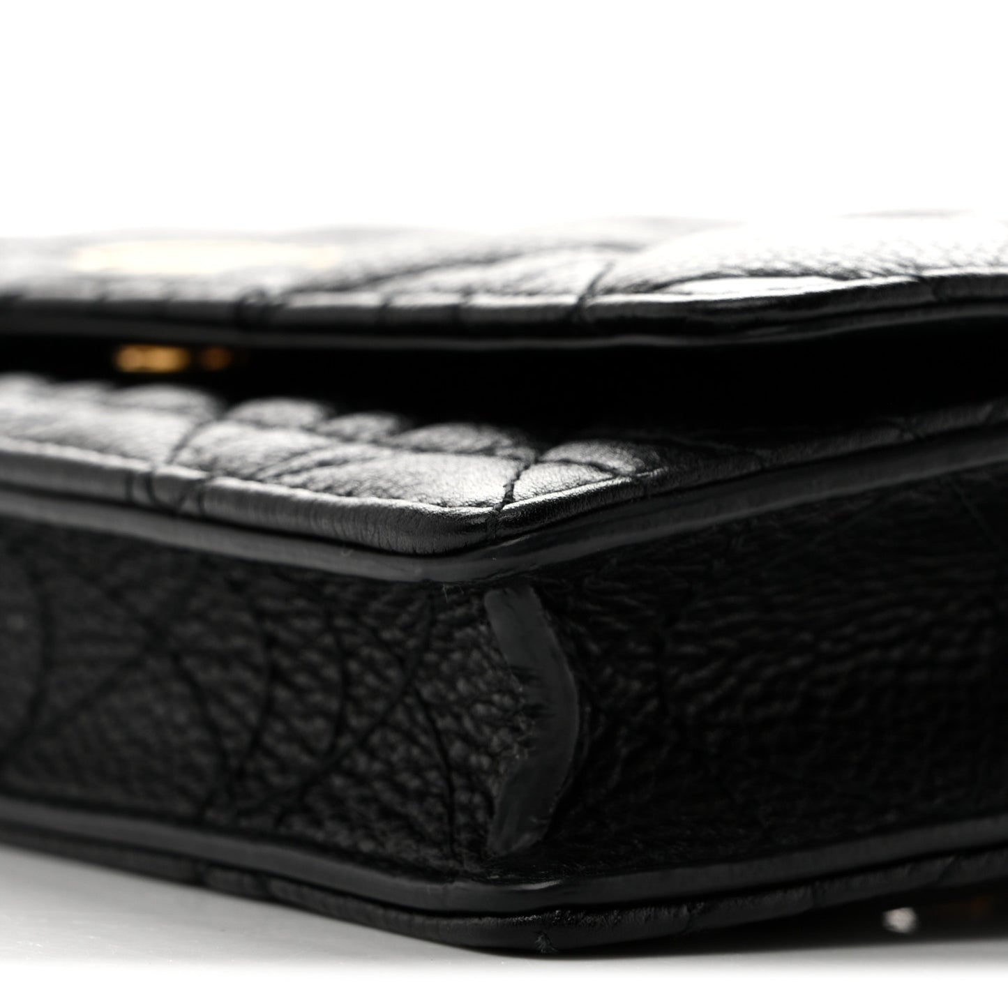 Supple Calfskin Caro Pouch with Chain Black