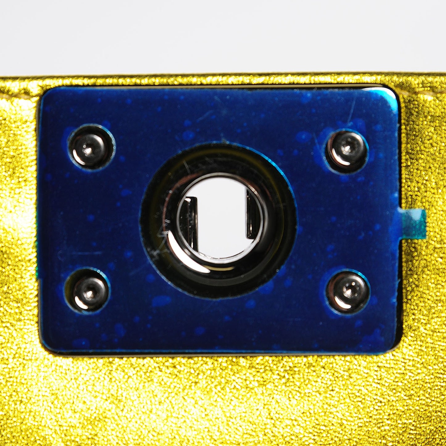 Metallic Patent Calfskin Quilted Small Boy Flap Gold