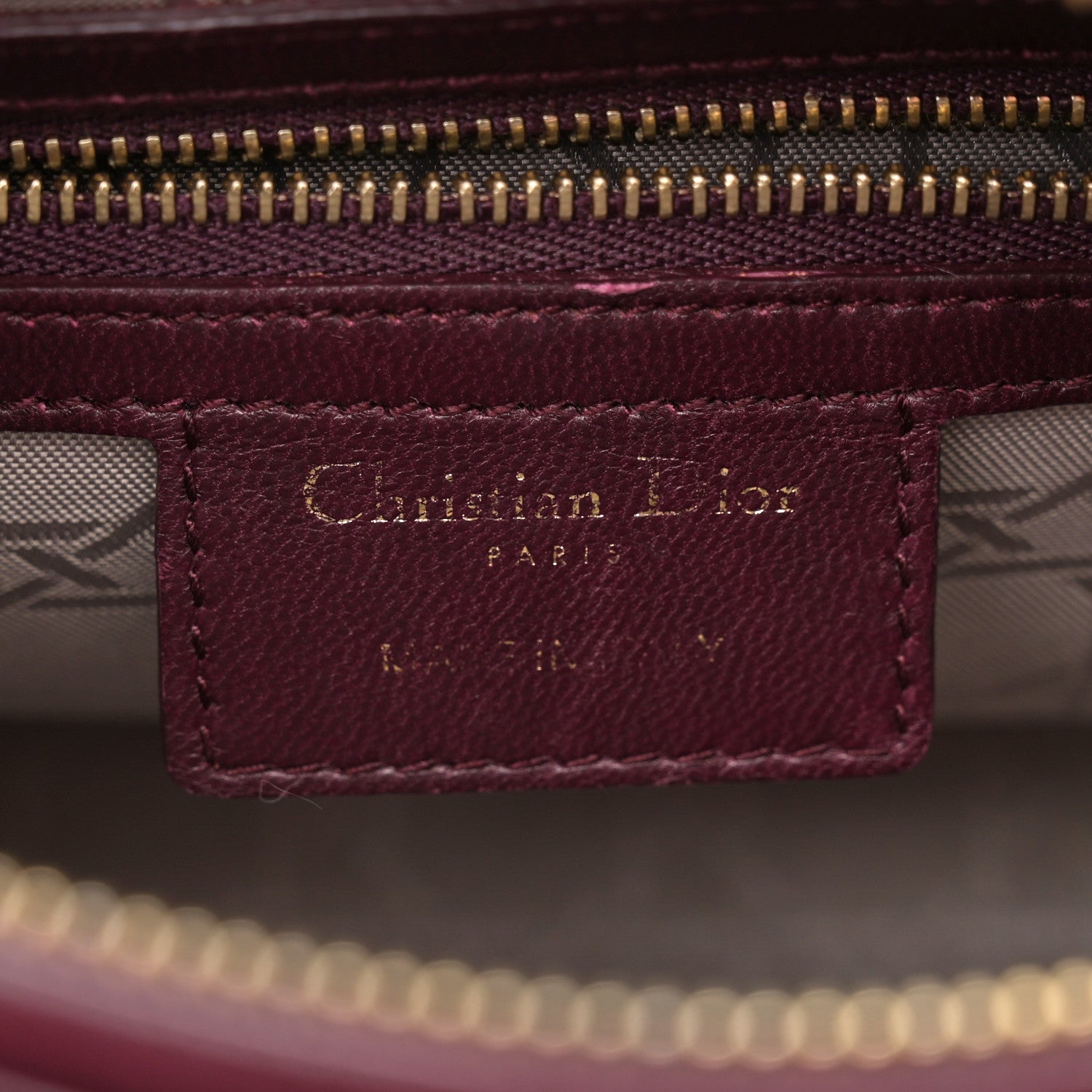 Christian Dior Lambskin Cannage Medium Lady Dior Burgundy 6 of 12