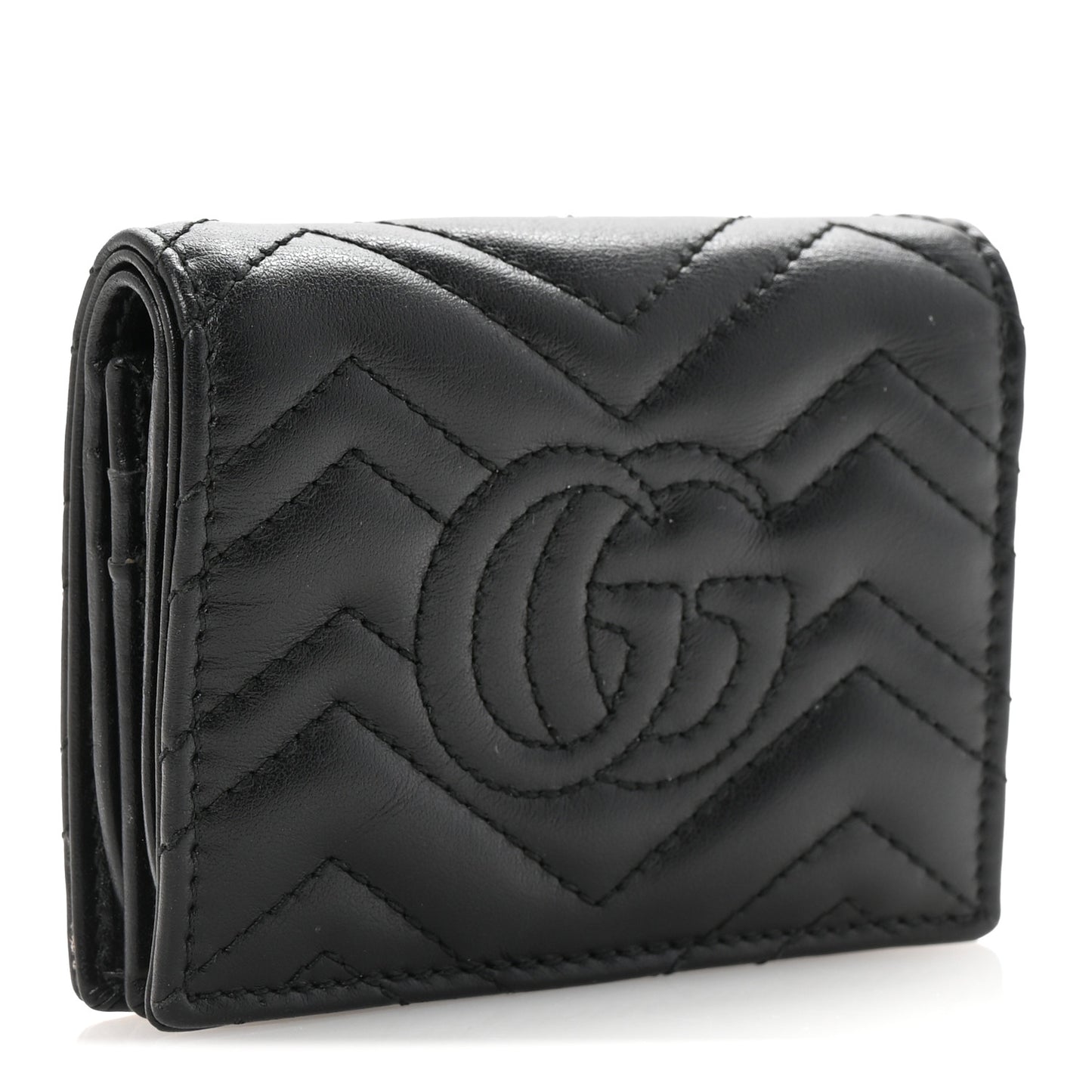 Calfskin Matelasse GG Marmont Card Case Wallet Black