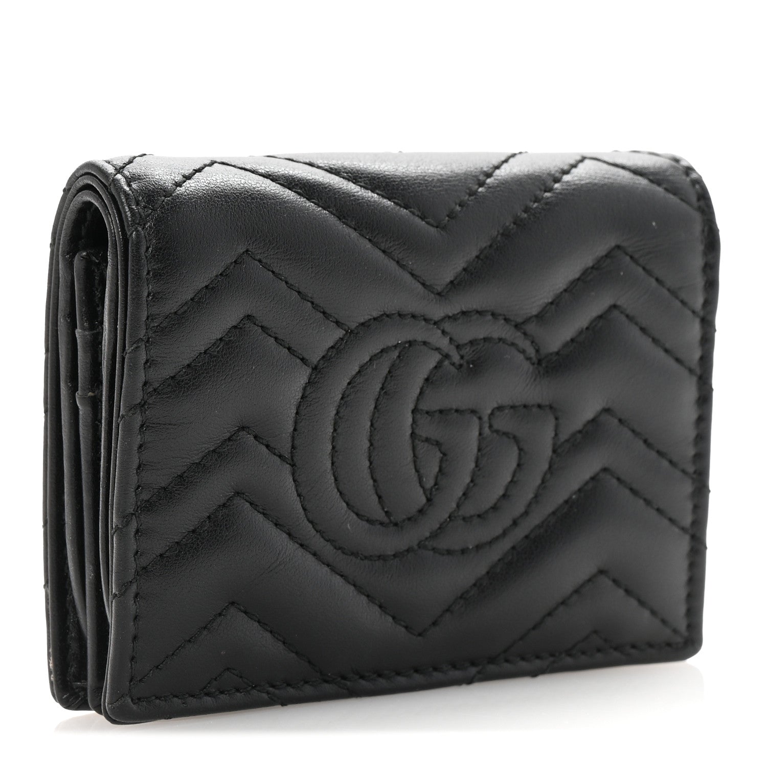 Gucci Calfskin Matelasse GG Marmont Card Case Wallet Black 3 of 7
