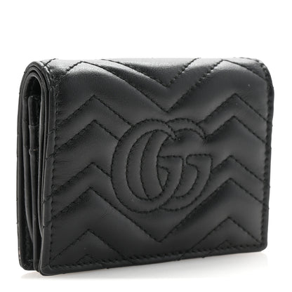 Gucci Calfskin Matelasse GG Marmont Card Case Wallet Black 3 of 7