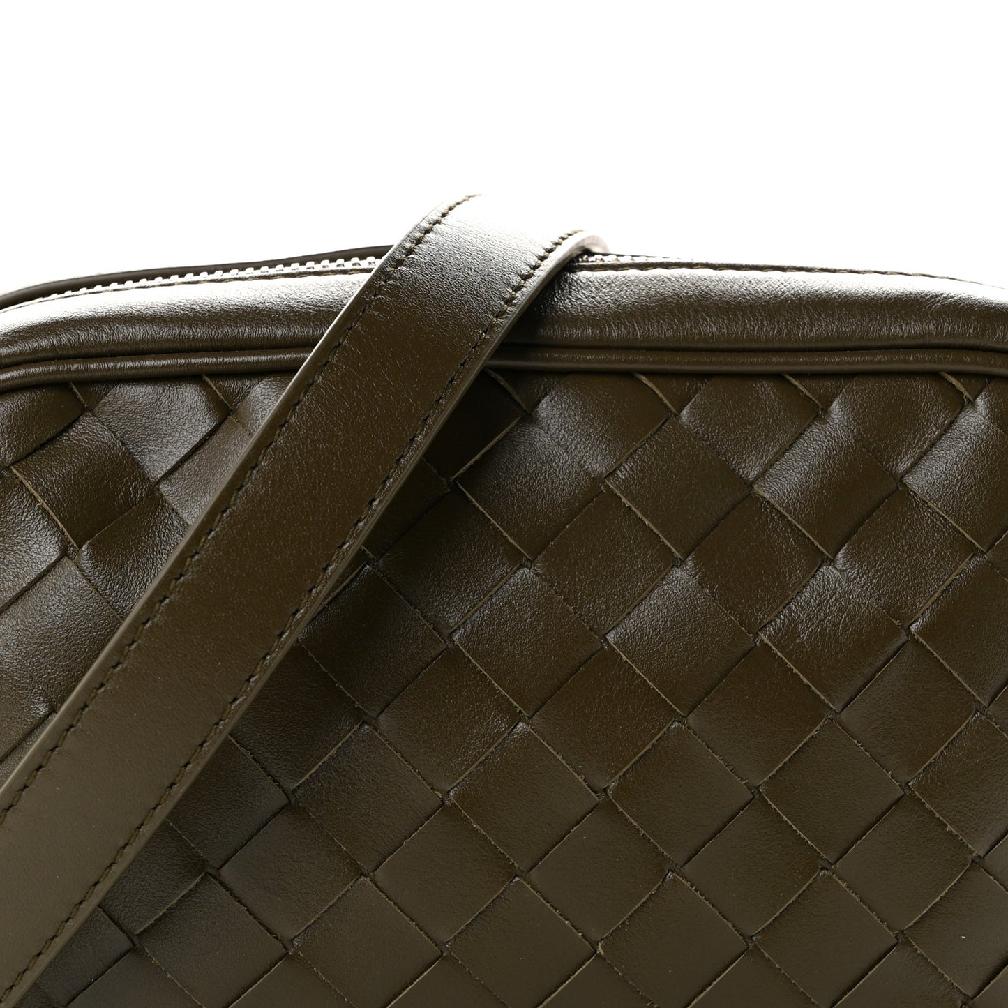 Calfskin Intrecciato Small Camera Bag Mud