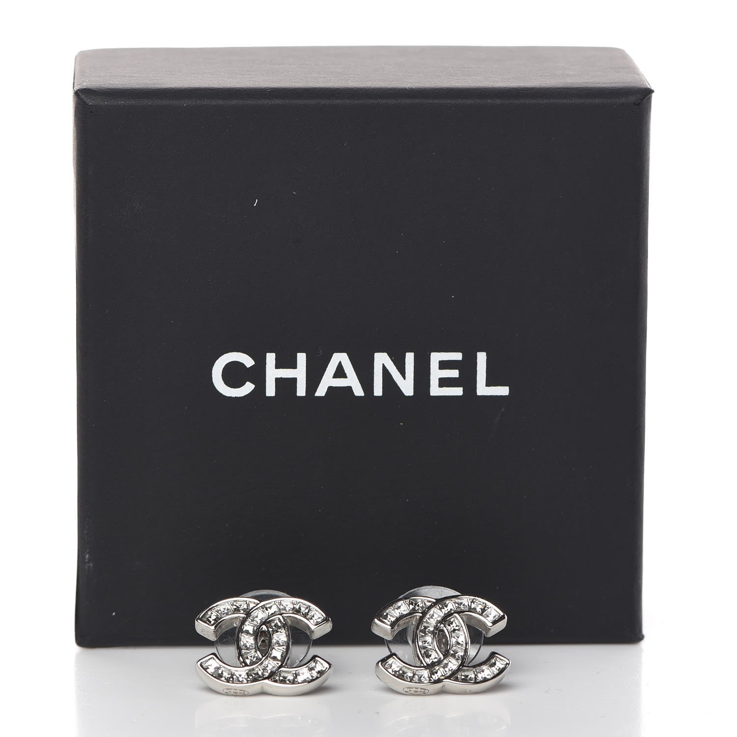 Chanel Baguette Crystal CC Earrings Silver 5 of 5