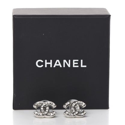 Chanel Baguette Crystal CC Earrings Silver 5 of 5
