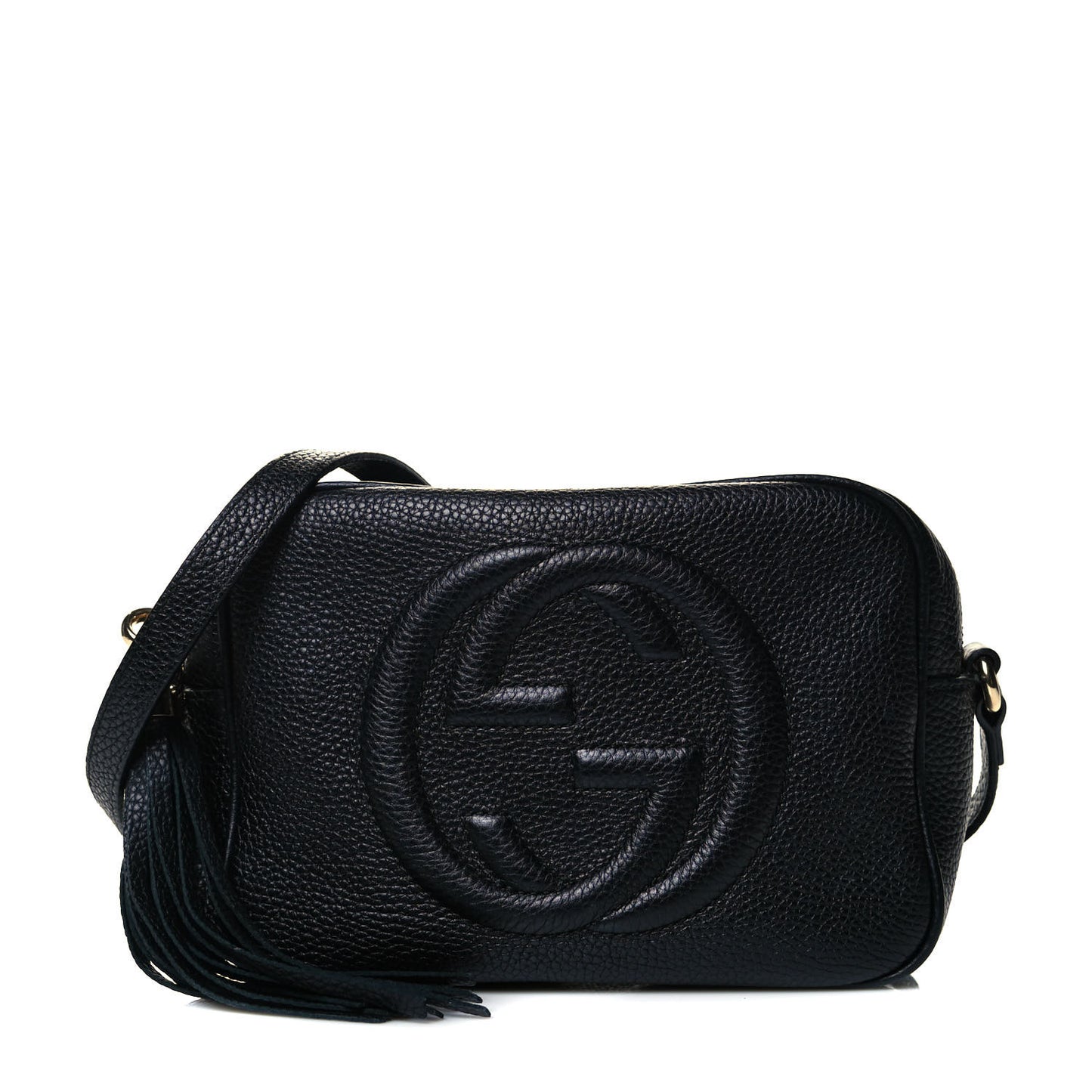 Pebbled Calfskin Small Soho Disco Bag Black