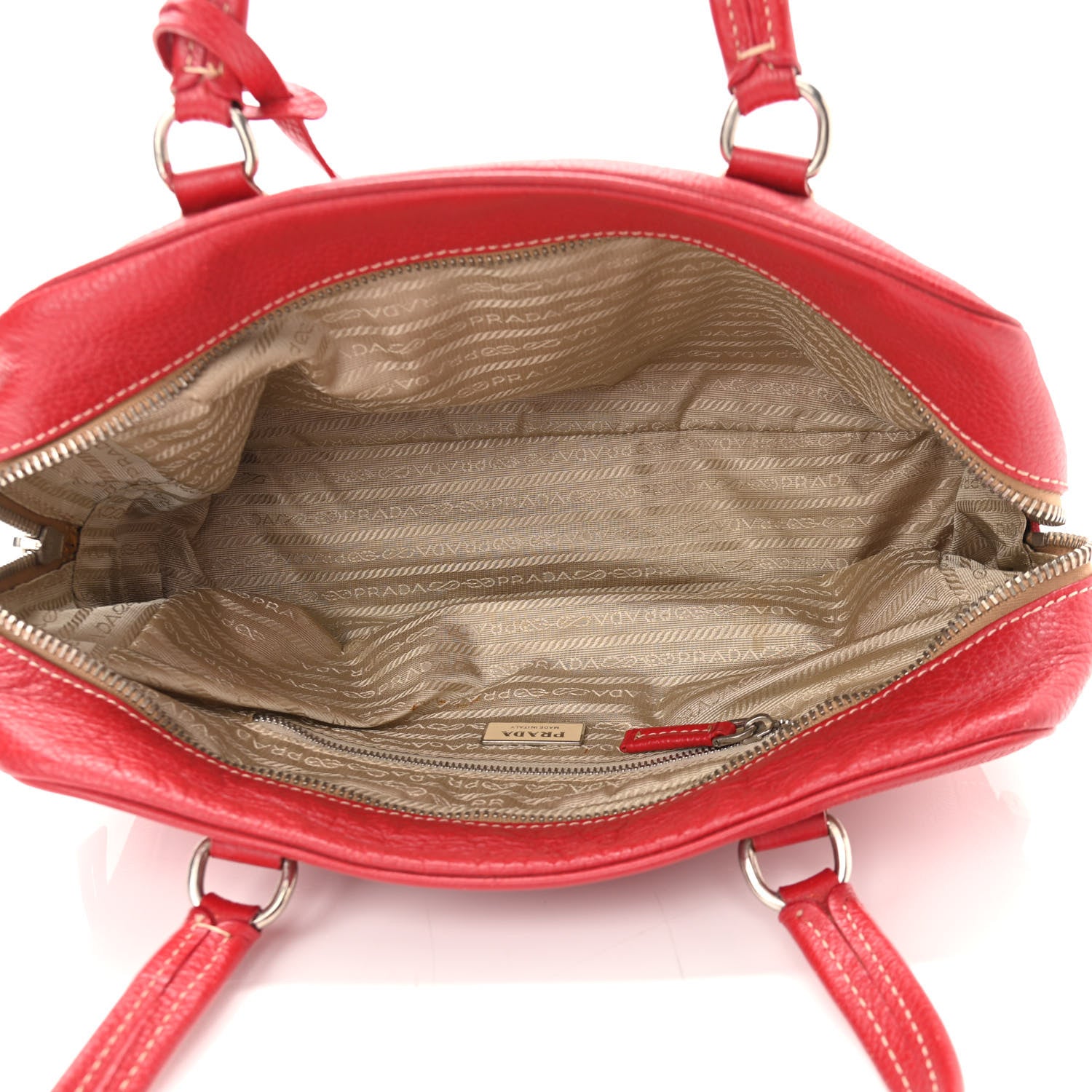 Prada Vitello Daino Tag Satchel Rosso 4 of 11