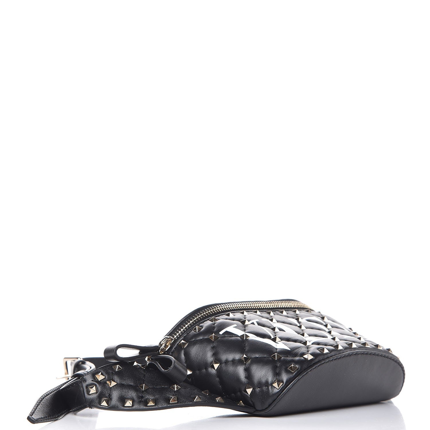 Valentino Garavani Lambskin VLTN Rockstud Spike It Belt Bag 95 Black White 4 of 7